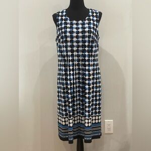 Perceptions 10‎ Blue/Black/White Patterned Knee Length with Stretch